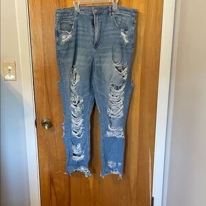 American Eagle Outfitters Ripped Blue Mom Jeans